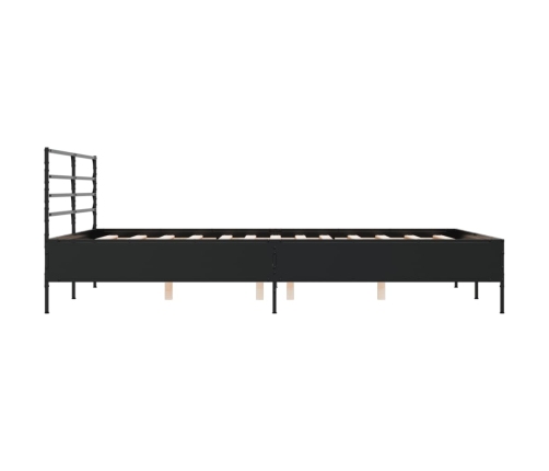 Estructura de cama madera de ingeniería y metal negro 160x200cm