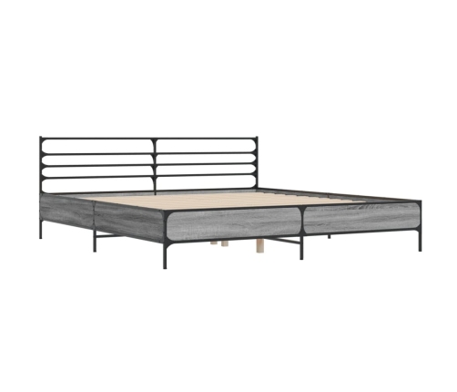 Estructura cama madera ingeniería metal gris Sonoma 180x200 cm