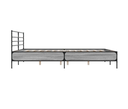 Estructura cama madera ingeniería metal gris Sonoma 180x200 cm