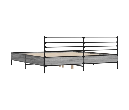 Estructura cama madera ingeniería metal gris Sonoma 180x200 cm