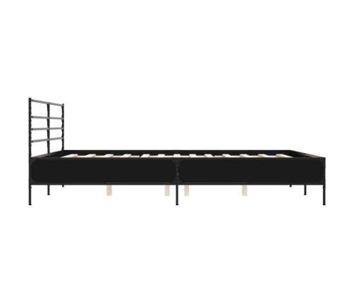 Estructura de cama madera de ingeniería y metal negro 200x200cm