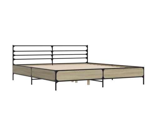 vidaXL Estructura cama madera ingeniería metal roble Sonoma 200x200 cm