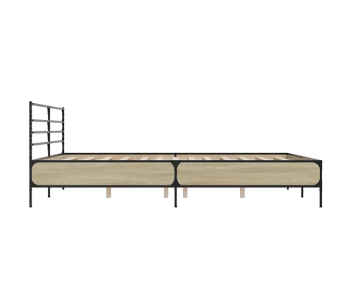 vidaXL Estructura cama madera ingeniería metal roble Sonoma 200x200 cm