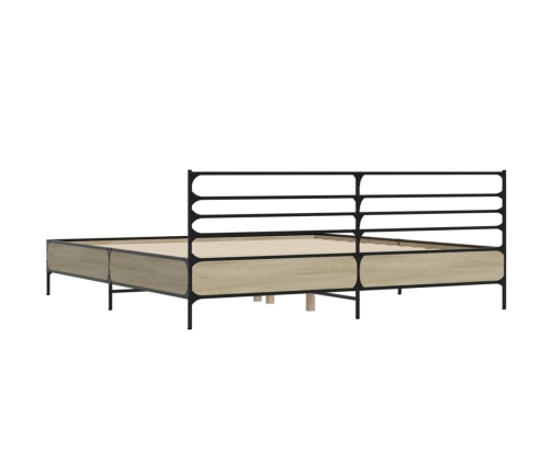 vidaXL Estructura cama madera ingeniería metal roble Sonoma 200x200 cm