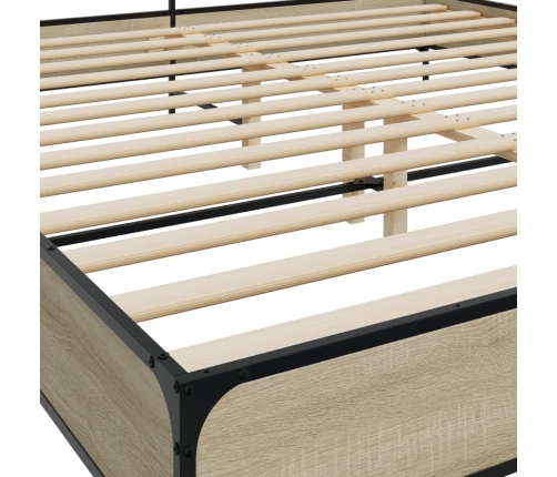 vidaXL Estructura cama madera ingeniería metal roble Sonoma 200x200 cm