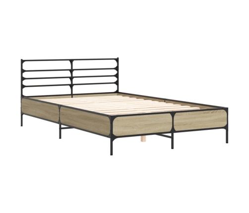 Estructura cama madera ingeniería metal roble Sonoma 120x190 cm
