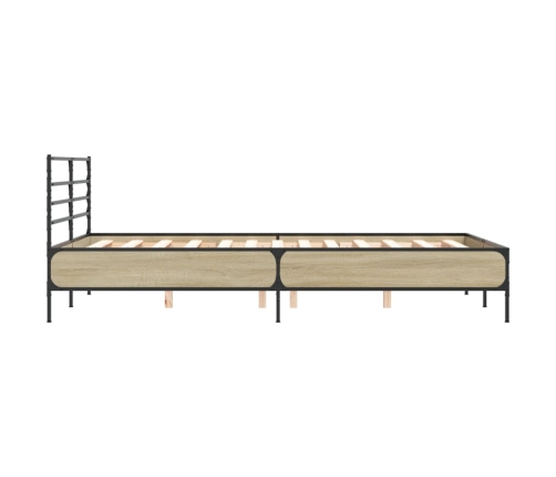 Estructura cama madera ingeniería metal roble Sonoma 120x190 cm