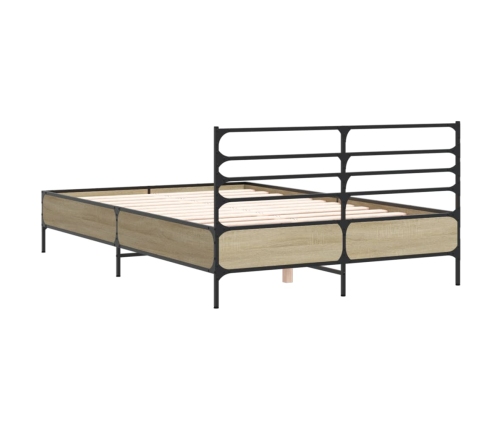 Estructura cama madera ingeniería metal roble Sonoma 120x190 cm