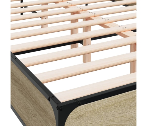 Estructura cama madera ingeniería metal roble Sonoma 120x190 cm