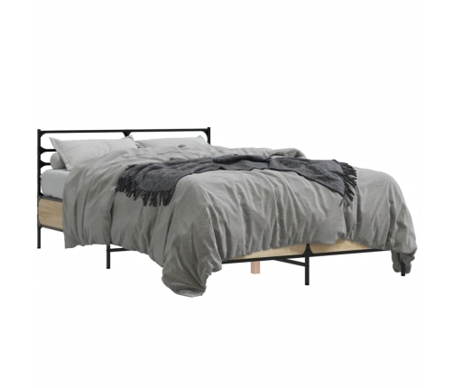 Estructura cama madera ingeniería metal roble Sonoma 120x190 cm