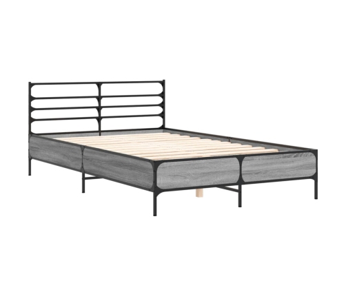 Estructura cama madera ingeniería metal gris Sonoma 120x190 cm