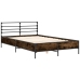 Estructura cama madera ingeniería metal roble ahumado 135x190cm