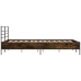 Estructura cama madera ingeniería metal marrón roble 135x190 cm