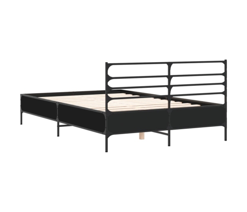 vidaXL Estructura de cama madera de ingeniería y metal negro 140x190cm