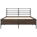 Estructura cama madera ingeniería metal marrón roble 140x190 cm