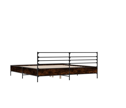 Estructura cama madera ingeniería metal marrón roble 140x190 cm