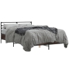 Estructura cama madera ingeniería metal marrón roble 140x190 cm