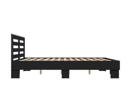 Estructura de cama madera de ingeniería y metal negro 200x200cm