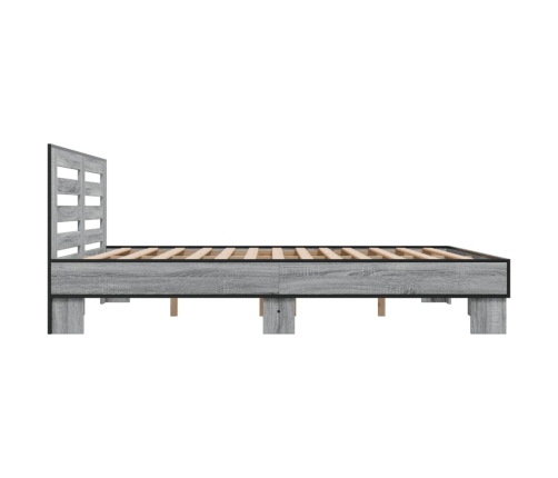 Estructura cama madera ingeniería metal gris Sonoma 200x200 cm