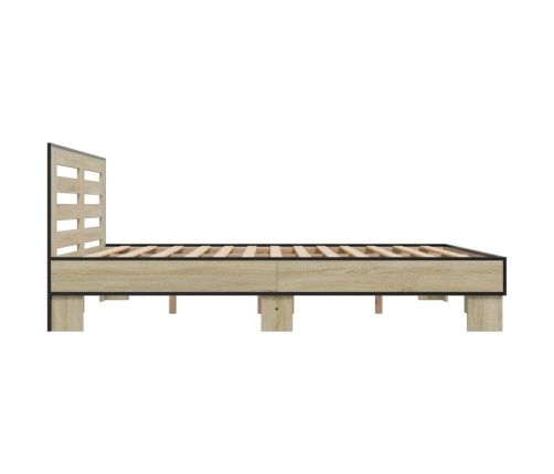 Estructura cama madera ingeniería metal roble Sonoma 180x200 cm