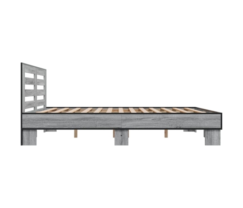 Estructura cama madera ingeniería metal gris Sonoma 180x200 cm