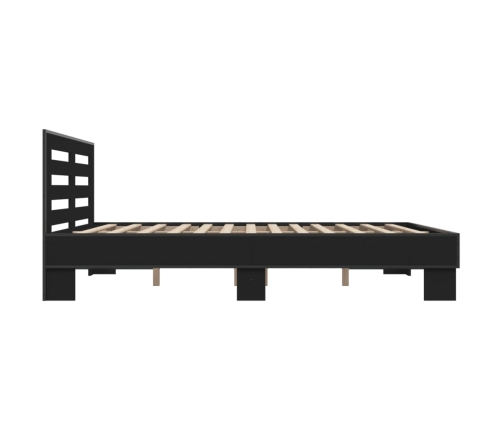 Estructura de cama madera de ingeniería y metal negro 160x200cm