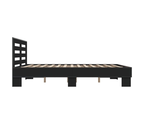 Estructura de cama madera de ingeniería y metal negro 150x200cm