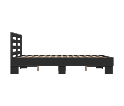 Estructura de cama madera de ingeniería y metal negro 140x200cm