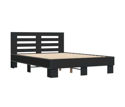 vidaXL Estructura de cama madera de ingeniería y metal negro 120x200cm