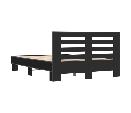 vidaXL Estructura de cama madera de ingeniería y metal negro 120x200cm