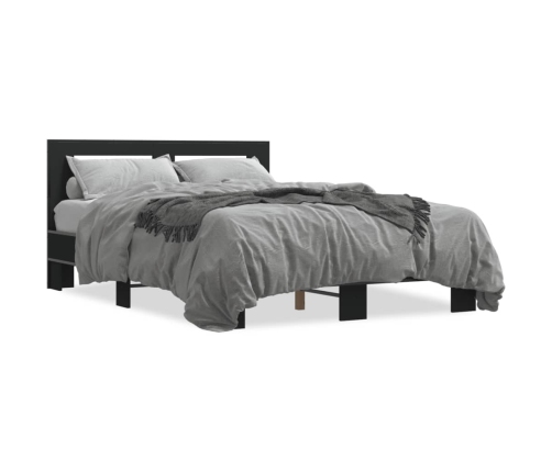 vidaXL Estructura de cama madera de ingeniería y metal negro 120x200cm