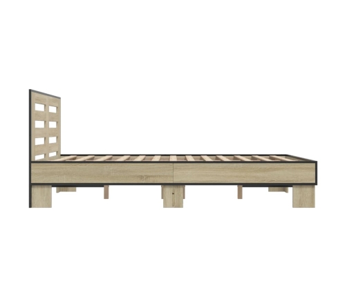 Estructura cama madera ingeniería metal roble Sonoma 120x200 cm