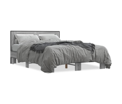 Estructura cama madera ingeniería metal gris Sonoma 120x200 cm