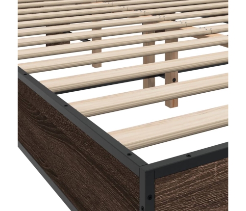 Estructura cama madera ingeniería metal marrón roble 120x200 cm