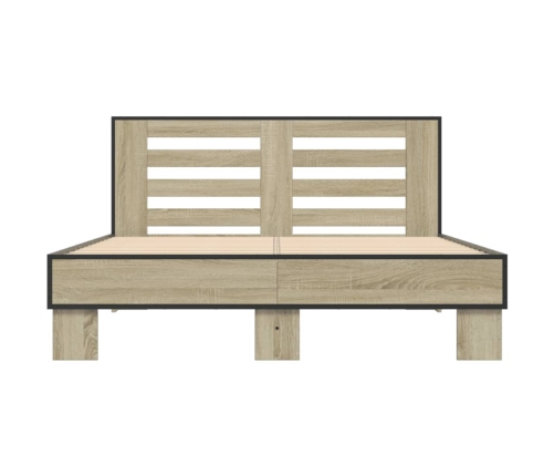 Estructura cama madera ingeniería metal roble Sonoma 140x190 cm