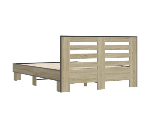 Estructura cama madera ingeniería metal roble Sonoma 140x190 cm