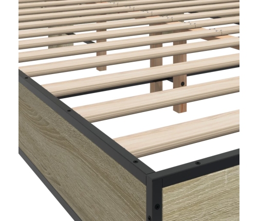 Estructura cama madera ingeniería metal roble Sonoma 140x190 cm