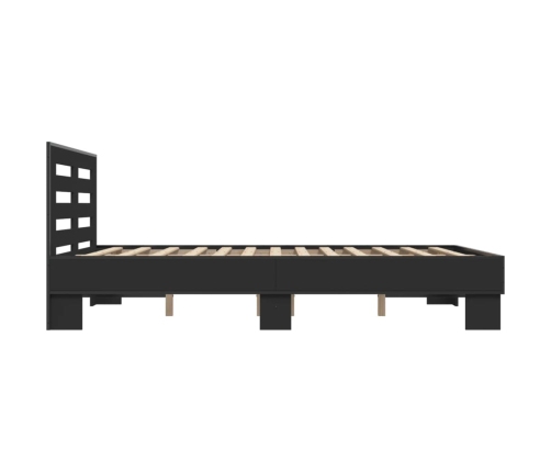 Estructura de cama madera de ingeniería y metal negro 120x190cm