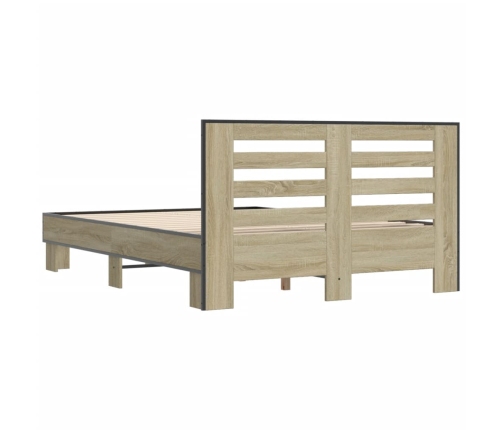 Estructura cama madera ingeniería metal roble Sonoma 120x190 cm