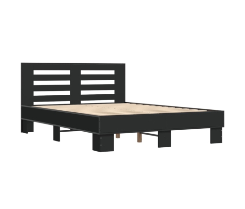 Estructura de cama madera de ingeniería y metal negro 135x190cm