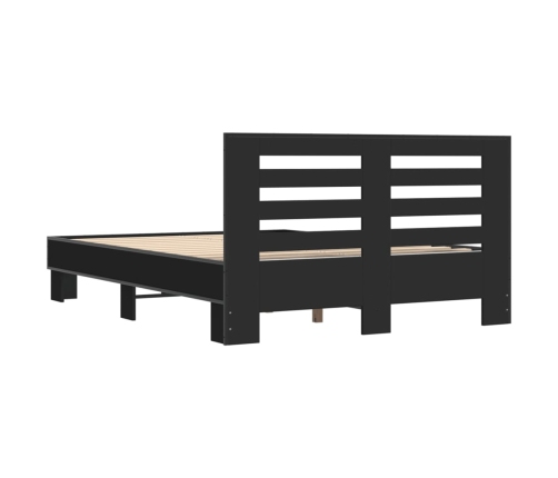 Estructura de cama madera de ingeniería y metal negro 135x190cm