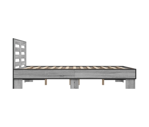 Estructura cama madera ingeniería metal gris Sonoma 135x190 cm