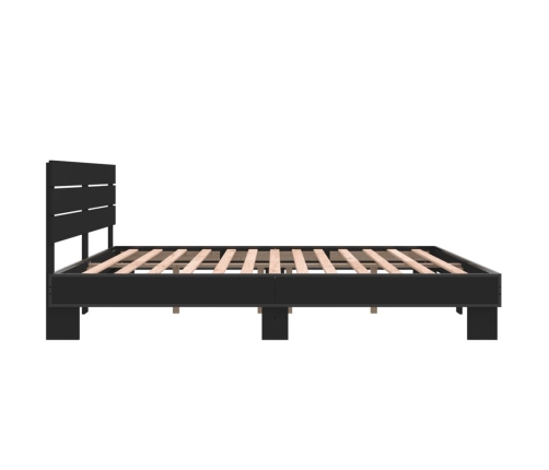 Estructura de cama madera de ingeniería y metal negro 200x200cm