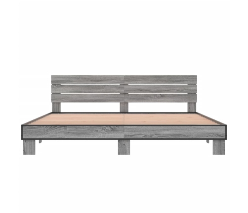 vidaXL Estructura cama madera ingeniería metal gris Sonoma 200x200 cm