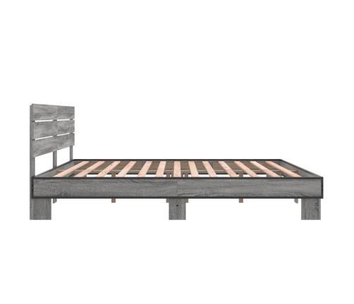 vidaXL Estructura cama madera ingeniería metal gris Sonoma 200x200 cm