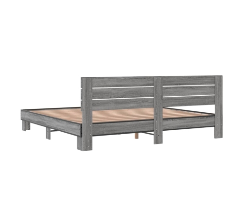 vidaXL Estructura cama madera ingeniería metal gris Sonoma 200x200 cm