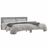 Estructura cama madera ingeniería metal gris Sonoma 200x200 cm