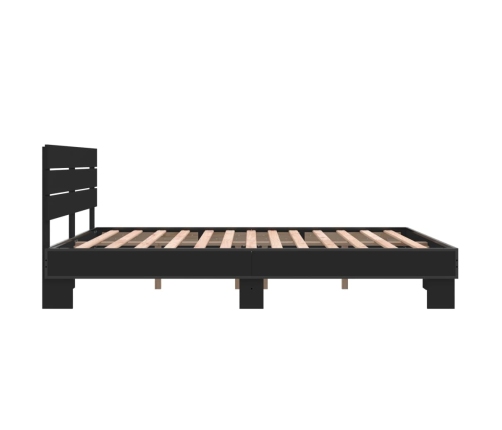 Estructura de cama madera de ingeniería y metal negro 160x200cm