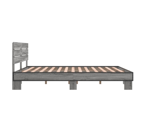 Estructura cama madera ingeniería metal gris Sonoma 160x200 cm