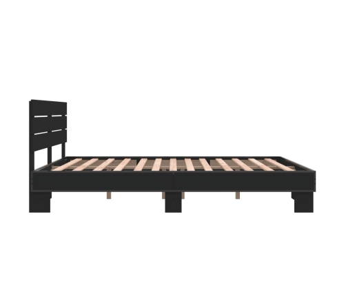 Estructura de cama madera de ingeniería y metal negro 150x200cm